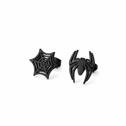 Pendientes Punk – Araña y Telaraña Negro