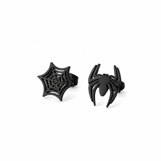 Pendientes Punk – Araña y Telaraña Negro