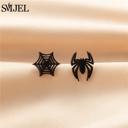 Pendientes Punk – Araña y Telaraña Negro