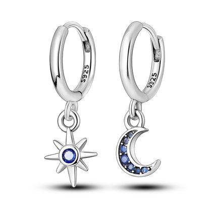 Pendientes Asimétricos Sol y Luna - Plata 925