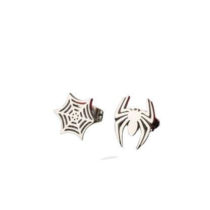 Pendientes Punk – Araña y Telaraña Plateados