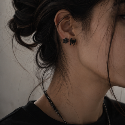 Pendientes Punk – Araña y Telaraña Negro